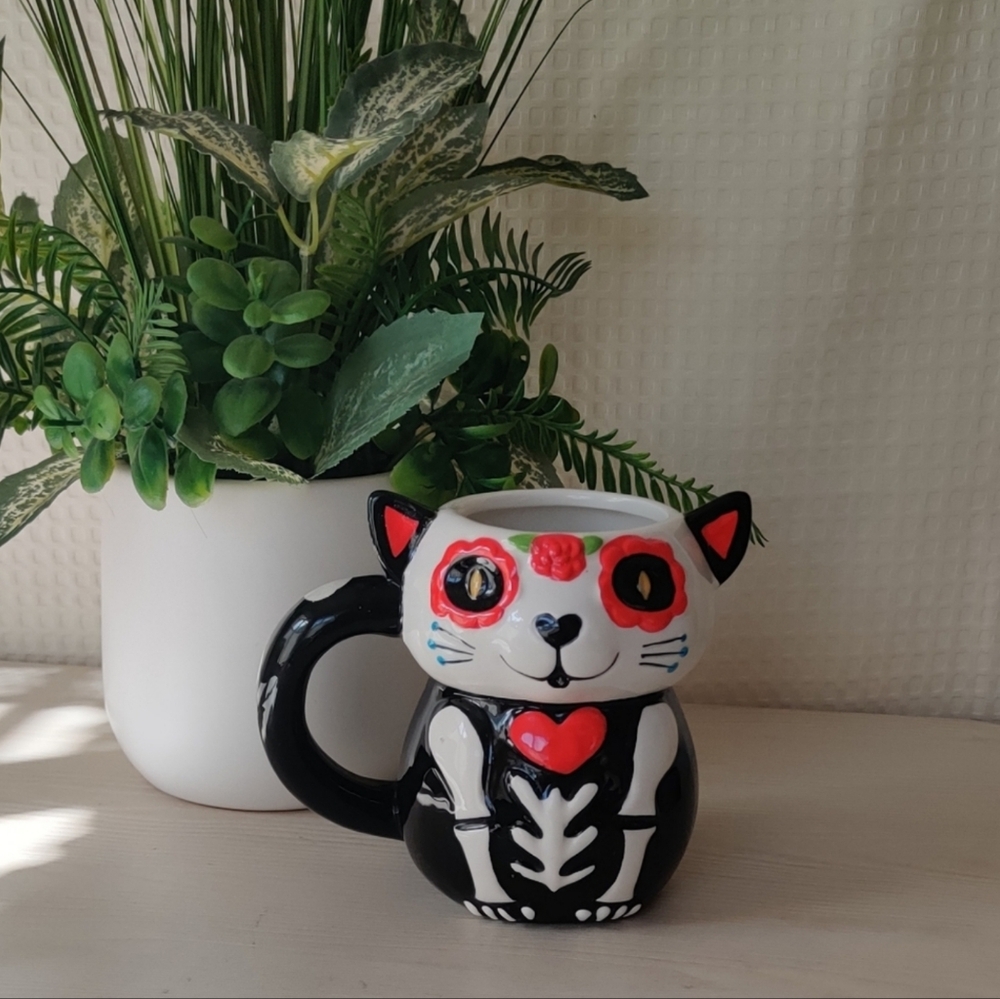 Halloween/Day of the Dead Skeleton Cat Mug 14 fl.oz.
